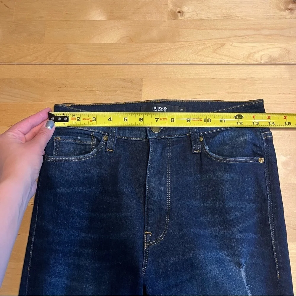HUDSON Barbara Super Skinny Dark Wash Distressed Jeans Size 27